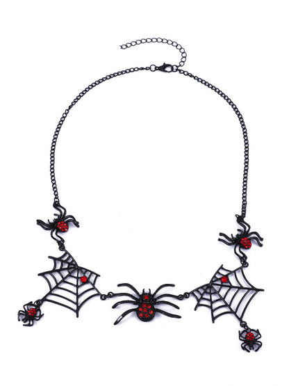 Gothic Exaggerated Black Spider Web Necklace