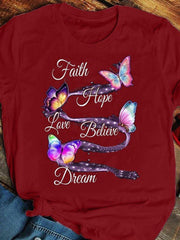 Butterfly Printed Short-sleeved Round Neck T-shirt