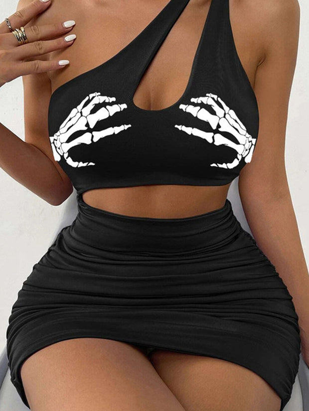 Sexy Kleid mit ausgeschnittenen Skeletthänden