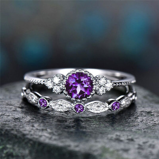 Zircon Gemstone Two-piece Ring Set