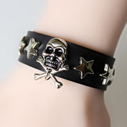 Bracelet en cuir avec croix de crâne rétro Punk de rue, bijoux 