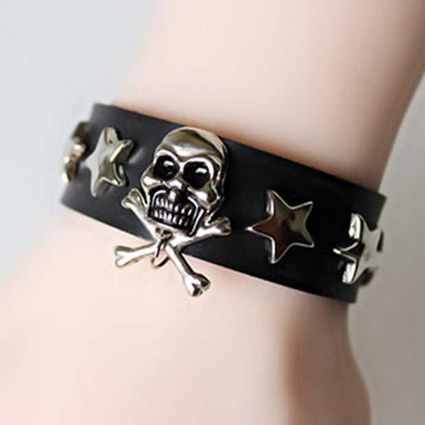 Street Punk Retro Skull Cross Bracelet Leather Bracelet Jewelry
