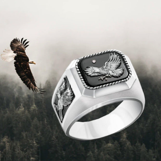 Flying Eagle Square Shape Men's Ring