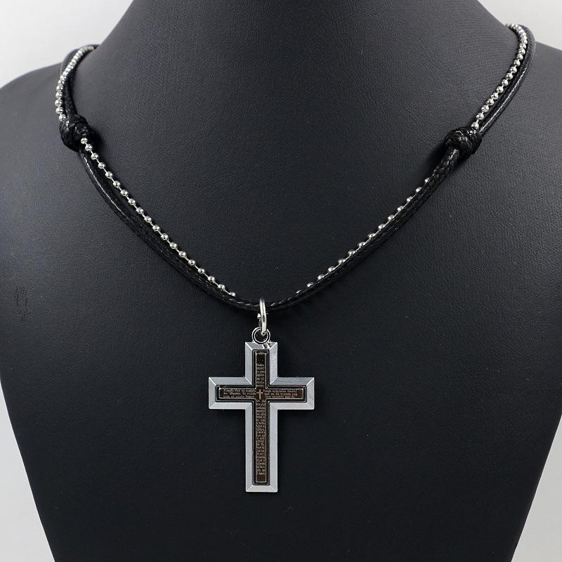 Crucifixion Scripture Alloy Pendant Necklace