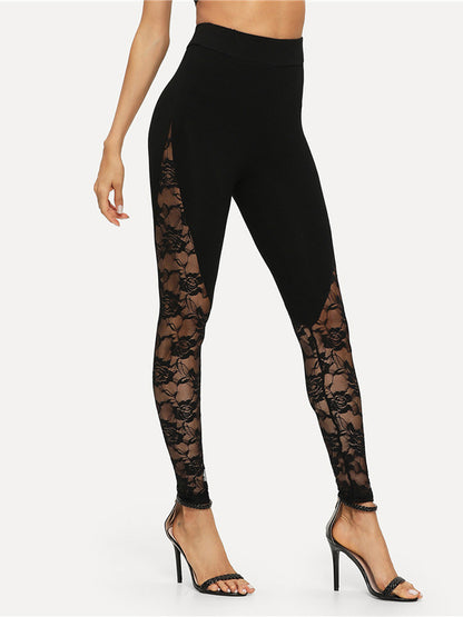 Legging extensible sexy en dentelle patchwork 