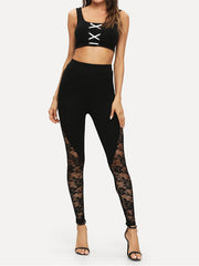 Sexy Lace Patchwork Stretchy Leggings
