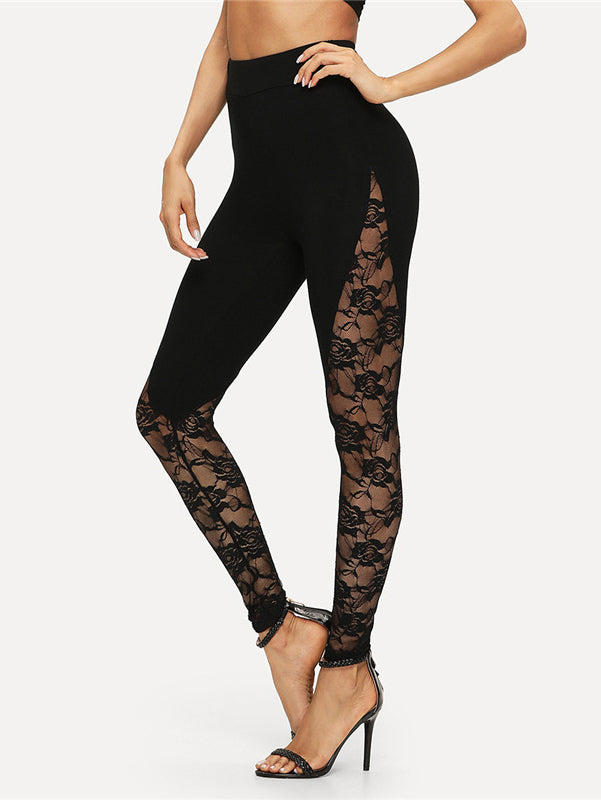 Legging extensible sexy en dentelle patchwork 