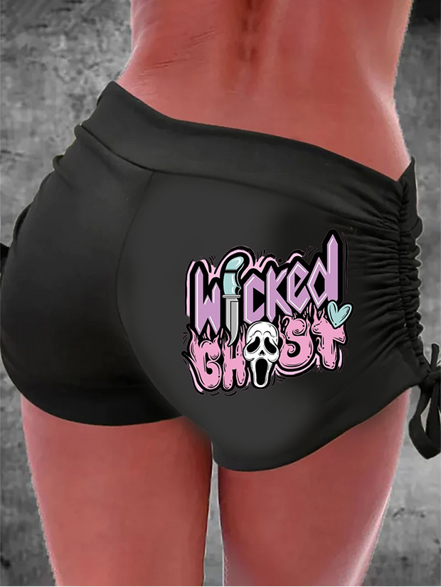 Wicked Ghost Print Casual Shorts