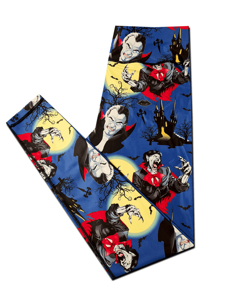 Punk Halloween Vampire Print Women's Leggings