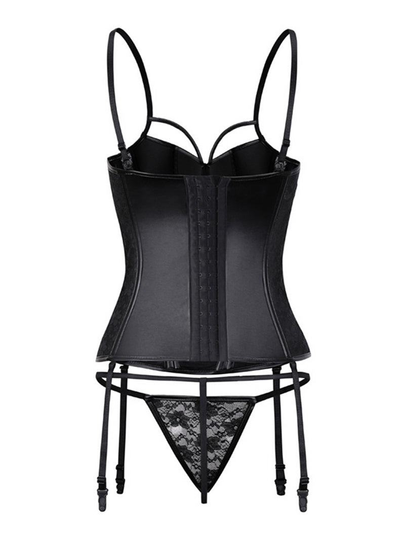 Shapewear gothique punk en dentelle PU 