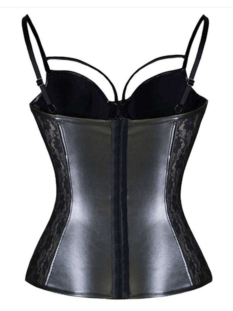 Shapewear gothique punk en dentelle PU 