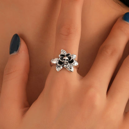 Punk Skull Flower Ring