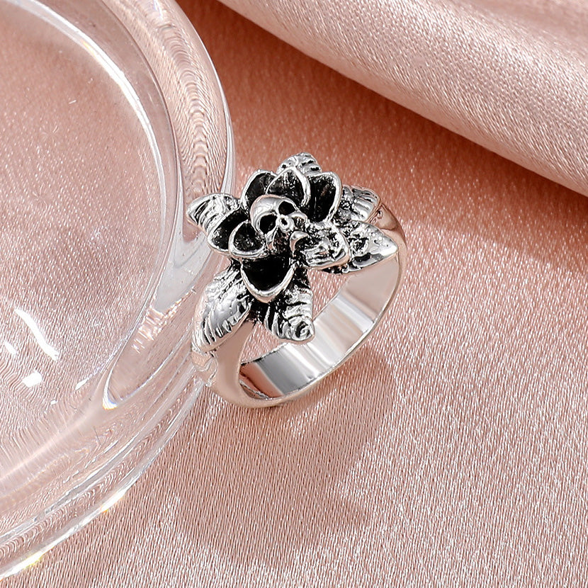 Punk Skull Flower Ring