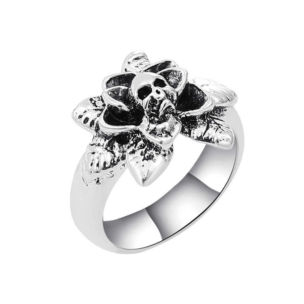 Punk Skull Flower Ring