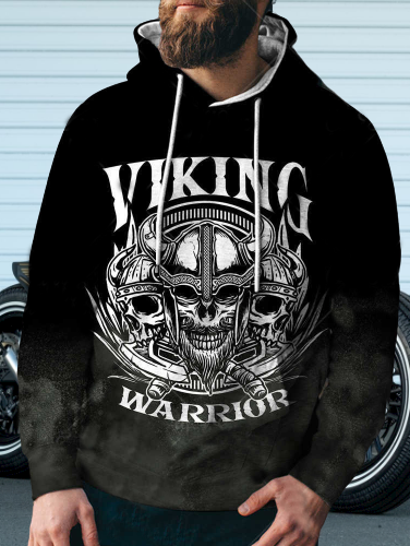 Sweat à capuche imprimé crâne de guerrier viking pour hommes 