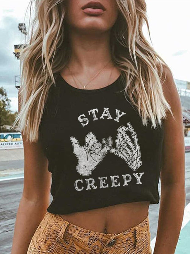 Tanktop mit Aufdruck „Stay Creepy“ 