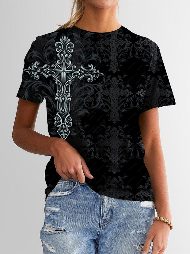 T-Shirt mit Vintage-Kreuz-Print 