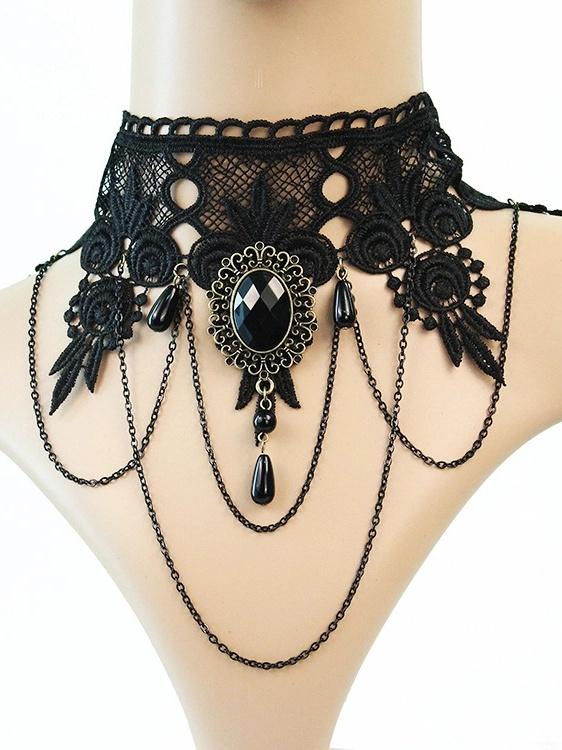 Gothic Spitzenkette Quaste Choker 