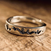 Mountains Christmas Tree Engraved Ring