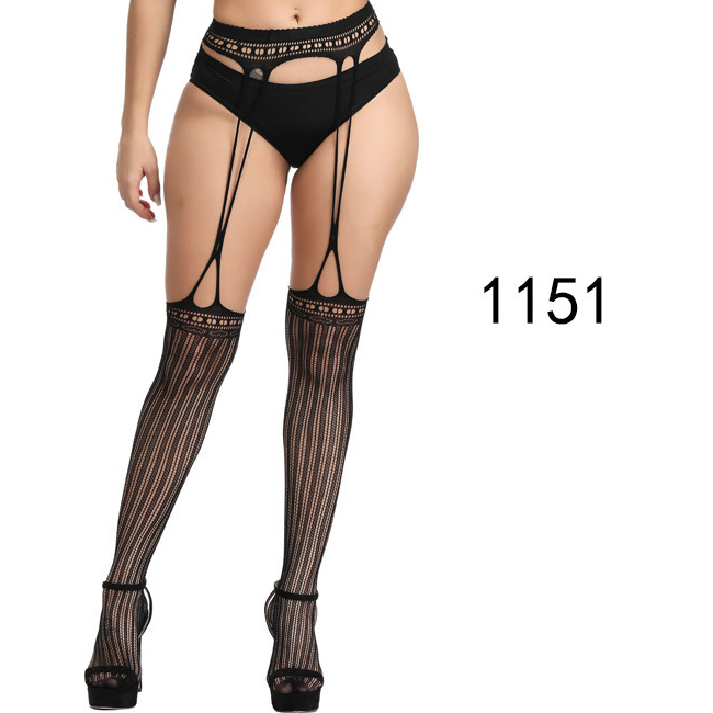 Sexy Lace Suspender Jacquard Hollow Fishnet Stockings