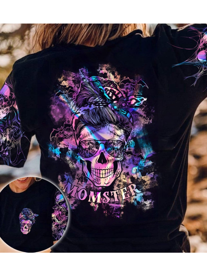 T-Shirt mit Fantasy-Print und buntem Totenkopf 