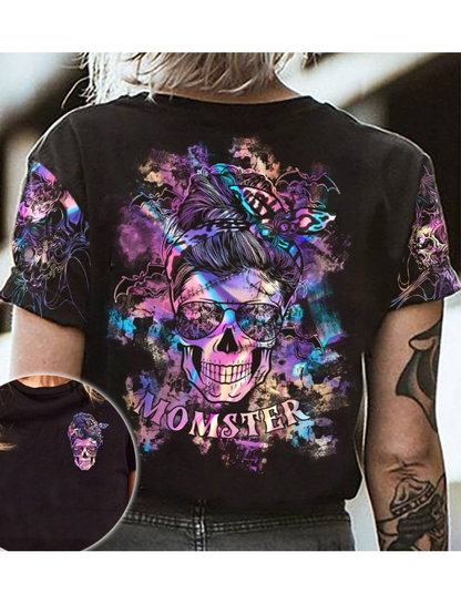 Fantasy Colorful Skull Printed T-Shirt