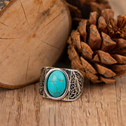 Turquoise Vine Engraved Rings
