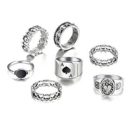 Retro Totenkopf Schlange Poker Ringe Set 