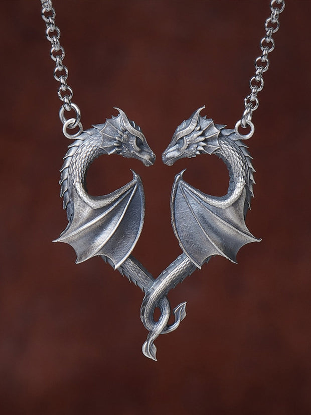 Dragon Necklace Heart Vintage