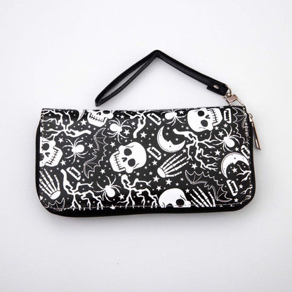 Retro Skull Printed Zipper Wallet