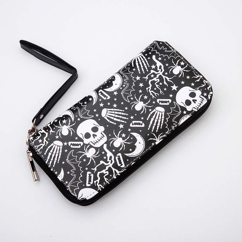 Retro Skull Printed Zipper Wallet