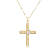 Collier pendentif croix religieuse en zircon 
