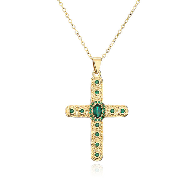 Halskette mit religiösem Kreuzanhänger aus Zirkonia 