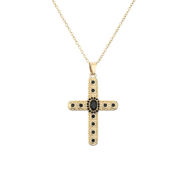 Halskette mit religiösem Kreuzanhänger aus Zirkonia 