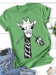 Casual Print Round Neck Short Sleeve T-shirt