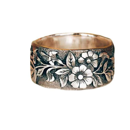 Floral Animal Print Ring Punk