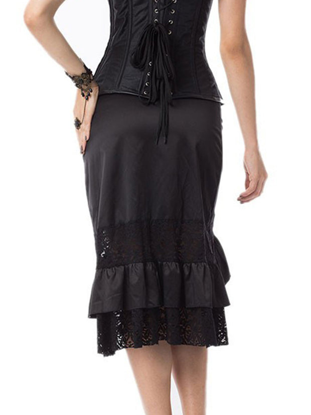 Sexy Punk Lace Patchwork Buckled Skirt