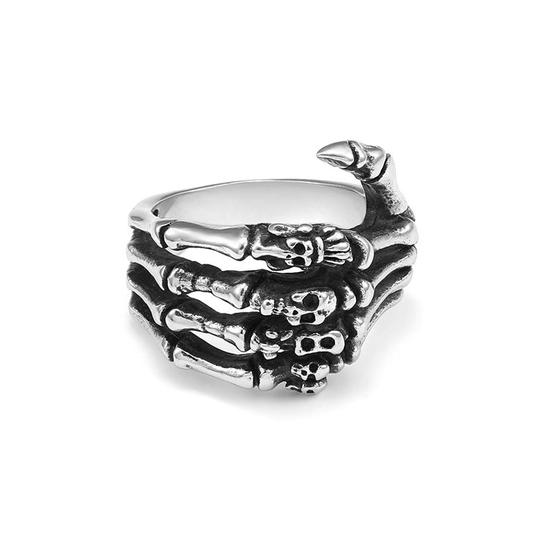 Bague crâne rétro, bague punk foncé, bijoux gothiques 