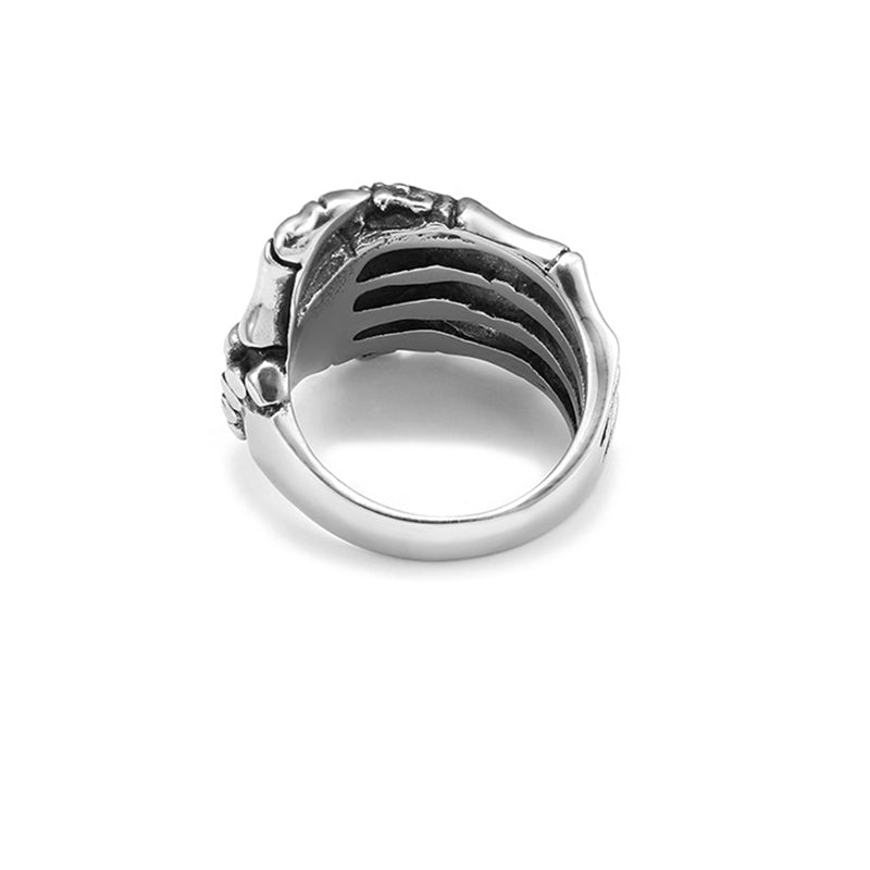 Bague crâne rétro, bague punk foncé, bijoux gothiques 