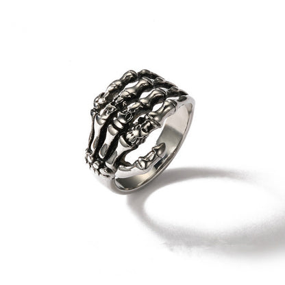 Bague crâne rétro, bague punk foncé, bijoux gothiques 