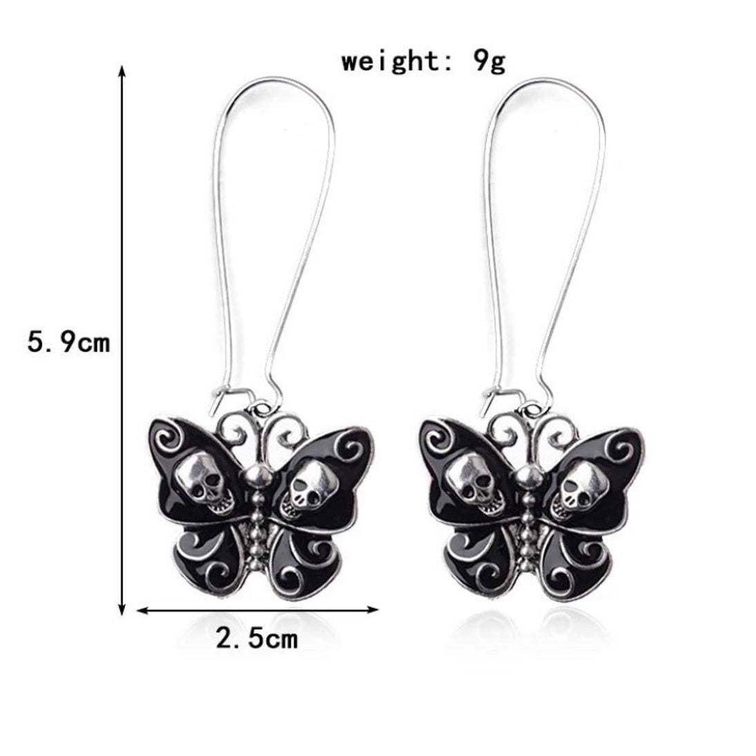 Gothic Retro Skull Butterfly Earrings