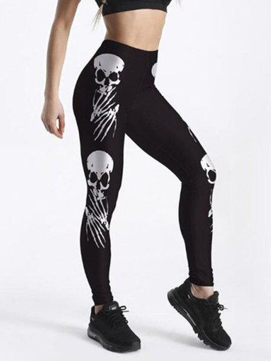 Punk Scary Skull Printed Women's Leggings