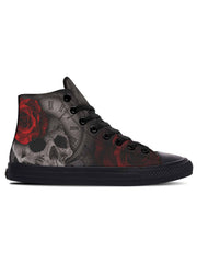 Canvas Shoes For Lovers Skull Rose Clock Pattern