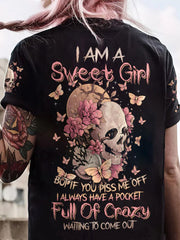 T-shirt imprimé avec slogan personnalisé et motif floral pour femme 