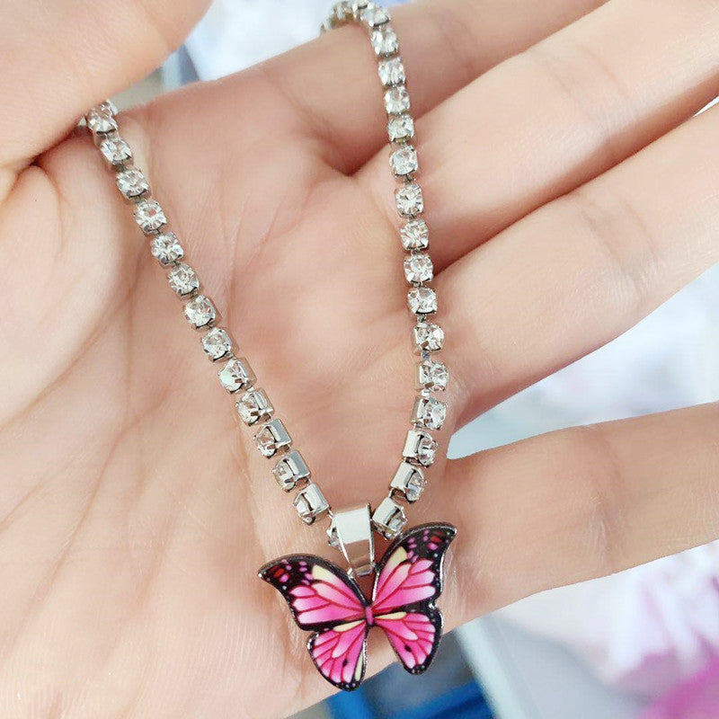 Women Rhinestone Butterfly Anklet