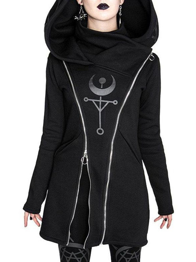 Trendy Punk Double Zipper Hoodie