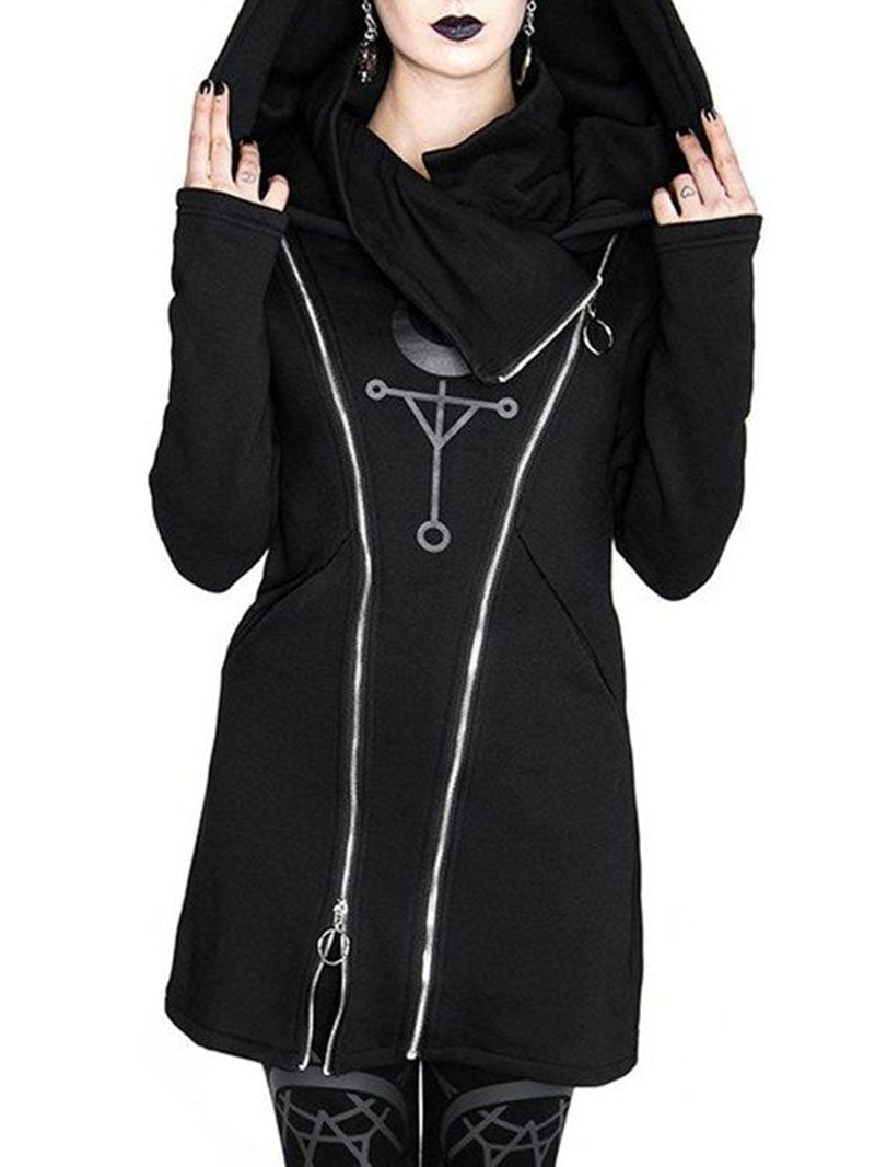 Trendy Punk Double Zipper Hoodie