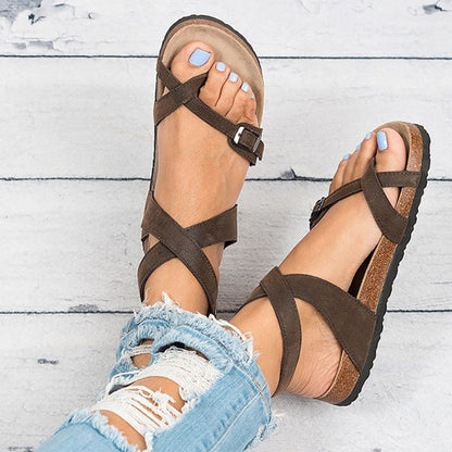 Leather Buckle Roman Sandals