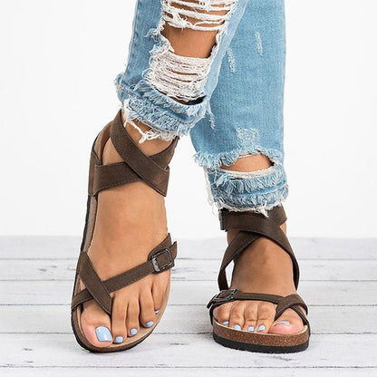 Leather Buckle Roman Sandals