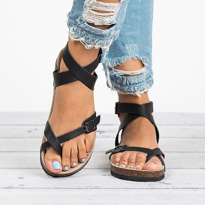 Leather Buckle Roman Sandals